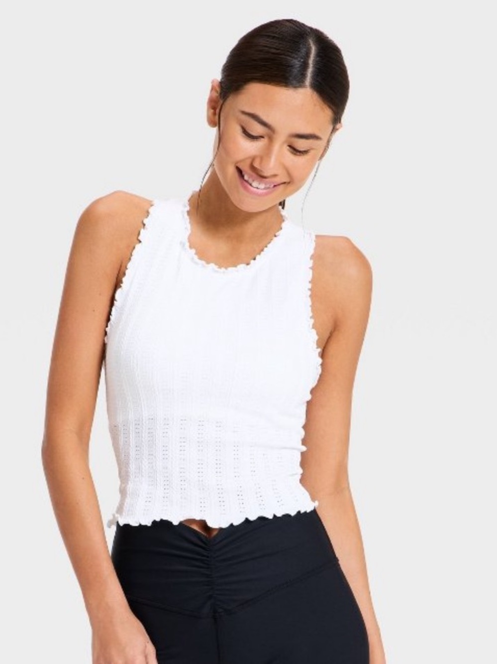 Women's Textured Ribbed Seamless Support Tank Top - JoyLab White XS